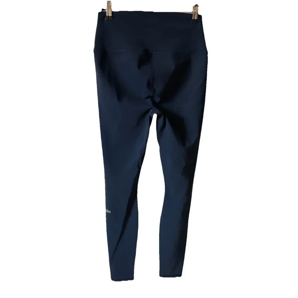 ALO Yoga Womens Medium Leggings Dark Blue Slits Cuts Activewear Workout